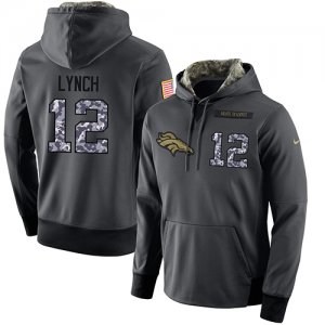 NFL Mens Nike Denver Broncos #12 Paxton Lynch Stitched Black Anthracite Salute to Service Player Performance Hoodie