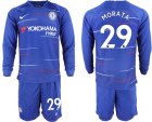 2018-19 Chelsea 29 MORATA Home Long Sleeve Soccer Jersey
