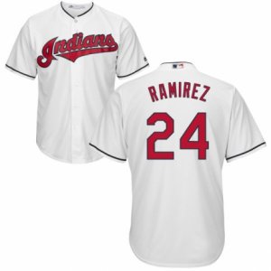 Men\'s Majestic Cleveland Indians #24 Manny Ramirez Replica White Home Cool Base MLB Jersey