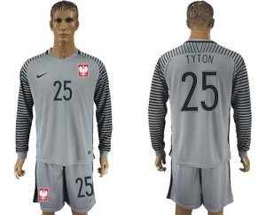 Poland #25 Tyton Grey Goalkeeper Long Sleeves Soccer Country Jersey