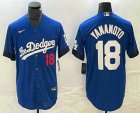 Men's Los Angeles Dodgers #18 Yoshinobu Yamamoto Number Blue 2021 City Connect Cool Base Stitched Jersey