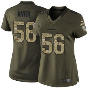 Women Nike Seattle Seahawks #56 Cliff Avril Green Salute to Service Jerseys