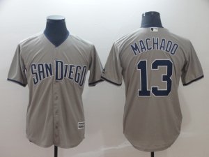 Padres #13 Manny Machado Gray Cool Base Jersey