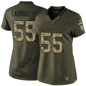 Women Nike St. Louis Rams #55 James Laurinaitis Green Salute to Service Jerseys