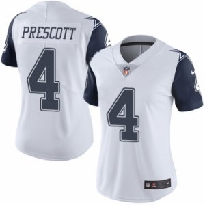 Women\'s Nike Dallas Cowboys #4 Dak Prescott Limited White Rush NFL Jersey