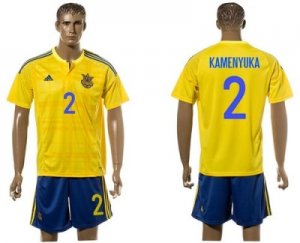 Ukraine #2 Kamenyuka Home Soccer Country Jersey