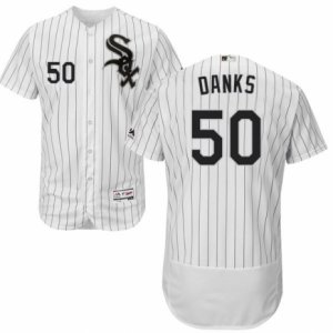 Men\'s Majestic Chicago White Sox #50 John Danks White Black Flexbase Authentic Collection MLB Jersey