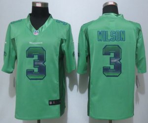 2015 New Nike Seattle Seahawks #3 Wilson Green Strobe Jerseys(Limited)