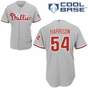 Men\'s Majestic Philadelphia Phillies #54 Matt Harrison Authentic Grey Road Cool Base MLB Jersey