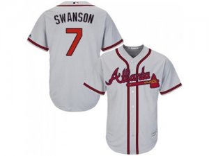 Youth Atlanta Braves #7 Dansby Swanson Grey Cool Base Stitched MLB Jersey