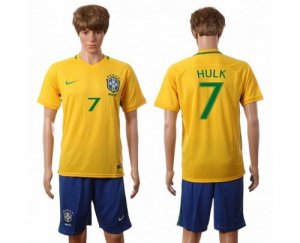 Brazil #7 Hulk Home Soccer Country Jersey