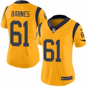 Women\'s Nike Los Angeles Rams #61 Tim Barnes Limited Gold Rush NFL Jersey