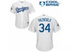 Youth Majestic Los Angeles Dodgers #34 Fernando Valenzuela Replica White Home 2017 World Series Bound Cool Base MLB Jersey