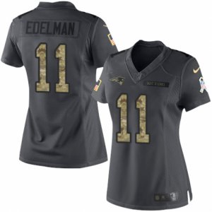 Women\'s Nike New England Patriots #11 Julian Edelman Limited Black 2016 Salute to Service NFL Jersey