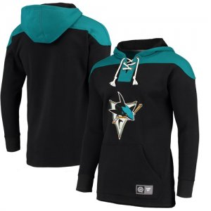 Mens San Jose Sharks Fanatics Branded Black Blue Breakaway Lace Up Hoodie