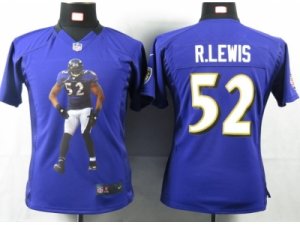 Nike Women Baltimore Ravens #52 R.lewis Purple Portrait Fashion Game Jersey