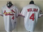 MLB St.Louis Cardinals #4 Yadier Molina White Jerseys(Throwback M&N)