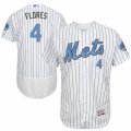 Men's Majestic New York Mets #4 Wilmer Flores Authentic White 2016 Father's Day Fashion Flex Base MLB Jersey