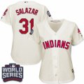 Womens Majestic Cleveland Indians #31 Danny Salazar Authentic Cream Alternate 2 2016 World Series Bound Cool Base MLB Jersey