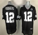 Nike Packers #12 Aaron Rodgers Black With Hall of Fame 50th Patch NFL Elite Jersey