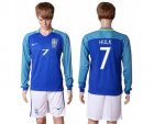 Brazil #7 Hulk Away Long Sleeves Soccer Country Jersey