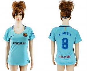 2017-18 Barcelona 8 A. INIESTA Away Women Soccer Jersey