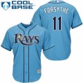 Mens Majestic Tampa Bay Rays #11 Logan Forsythe Authentic Light Blue Alternate 2 Cool Base MLB Jersey
