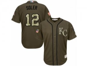 Youth Majestic Kansas City Royals #12 Jorge Soler Replica Green Salute to Service MLB Jersey