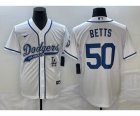 Men's Los Angeles Dodgers #50 Mookie Betts White Cool Base Stitched Baseball Jersey1