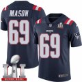 Mens Nike New England Patriots #69 Shaq Mason Limited Navy Blue Rush Super Bowl LI 51 NFL Jersey