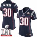Womens Nike New England Patriots #30 Duron Harmon Elite Navy Blue Team Color Super Bowl LI 51 NFL Jersey