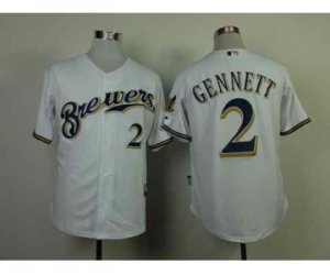 mlb jerseys milwaukee brewers #2 gennett white[gennett]