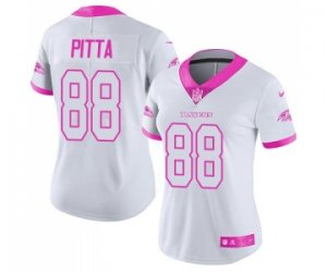 Women\'s Nike Baltimore Ravens #88 Dennis Pitta Limited Rush Fashion Pink NFL Jersey