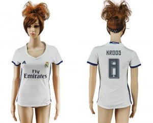 Womens Real Madrid #8 Kroos Home Soccer Club Jersey