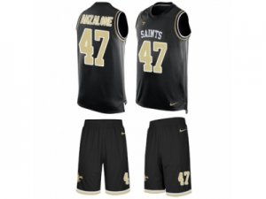 Mens Nike New Orleans Saints #47 Alex Anzalone Limited Black Tank Top Suit NFL Jersey