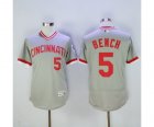 Men Cincinnati Reds #5 Johnny Bench Majestic Grey Flexbase Authentic Cooperstown Player Jersey