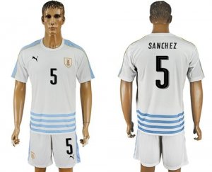 Uruguay #5 Sanchez Away Soccer Country Jersey