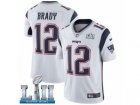Men Nike New England Patriots #12 Tom Brady White Vapor Untouchable Limited Player Super Bowl LII NFL Jersey