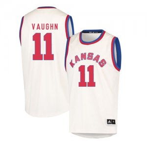 Kansas Jayhawks #11 Jacque Vaughn Cream Throwback College