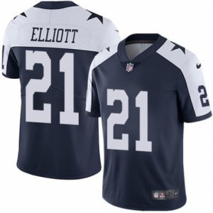 Mens Nike Dallas Cowboys #21 Ezekiel Elliott Vapor Untouchable Limited Navy Blue Throwback Alternate NFL Jersey