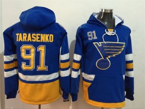 Blues #91 Vladimir Tarasenko Blue All Stitched Hooded Sweatshirt