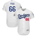 Los Angeles Dodgers #66 Yasiel Puig White 2017 World Series Bound Flexbase Player Jersey