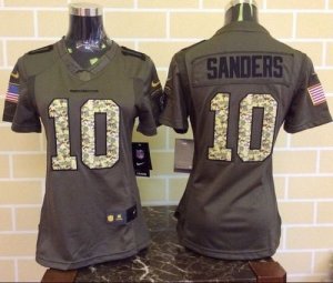 Women Nike Denver Broncos #10 Emmanuel Sanders Green Salute to Service Jerseys