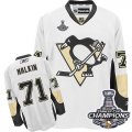 Womens Reebok Pittsburgh Penguins #71 Evgeni Malkin Authentic White Away 2016 Stanley Cup Champions NHL Jersey