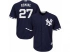 Mens Majestic New York Yankees #27 Austin Romine Replica Navy Blue Alternate MLB Jersey