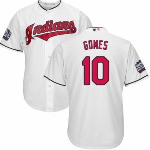 Youth Majestic Cleveland Indians #10 Yan Gomes Authentic White Home 2016 World Series Bound Cool Base MLB Jersey