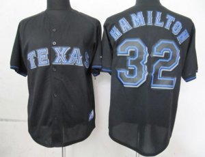 mlb texas rangers #32 hamilton black fashion