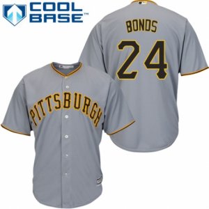 Men\'s Majestic Pittsburgh Pirates #24 Barry Bonds Replica Grey Road Cool Base MLB Jersey