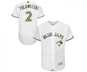 Mens Majestic Toronto Blue Jays #2 Troy Tulowitzki Authentic White 2016 Memorial Day Fashion Flex Base MLB Jersey