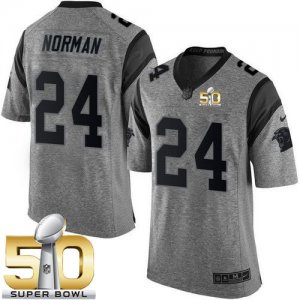 Nike Carolina Panthers #24 Josh Norman Gray Super Bowl 50 Men\'s Stitched NFL Limited Gridiron Gray Jersey